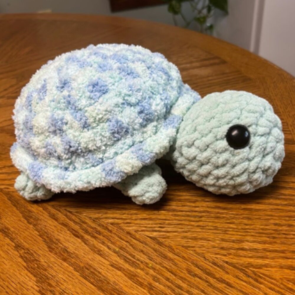 Pastel Blue and Pastel Green Crochet Turtle